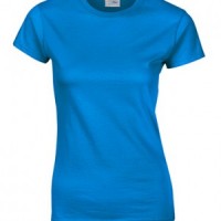 SKT048 bright blue 026 short sleeved women' s round neck collar t-shirt 76000L good breathable tee shirt tshirts supplier Hong Kong tailor made price front view